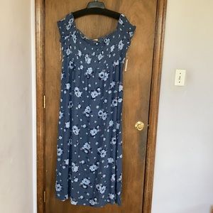 3/$33 So dress floral print off the shoulder smocked top boho long casual 2X jr
